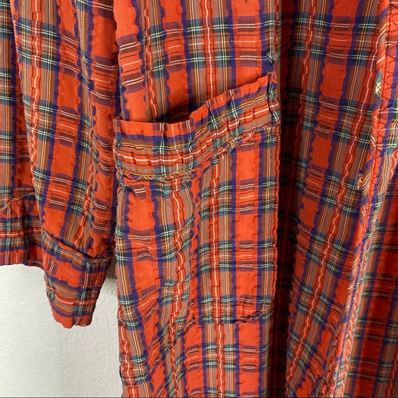 Vintage Christian Dior Red Green and Blue Plaid Robe - Picture 5 of 10